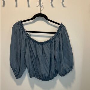 Bila CROPPED Blue Off-Shoulder Blouse